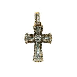 10k Yellow Gold 1ctw Baguette Diamond Cross Pendant 11058284