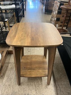 VASAGLE Side Table 2-Tier Small Square End Table Nightstand w/ Tapered Legs - Honey Brown