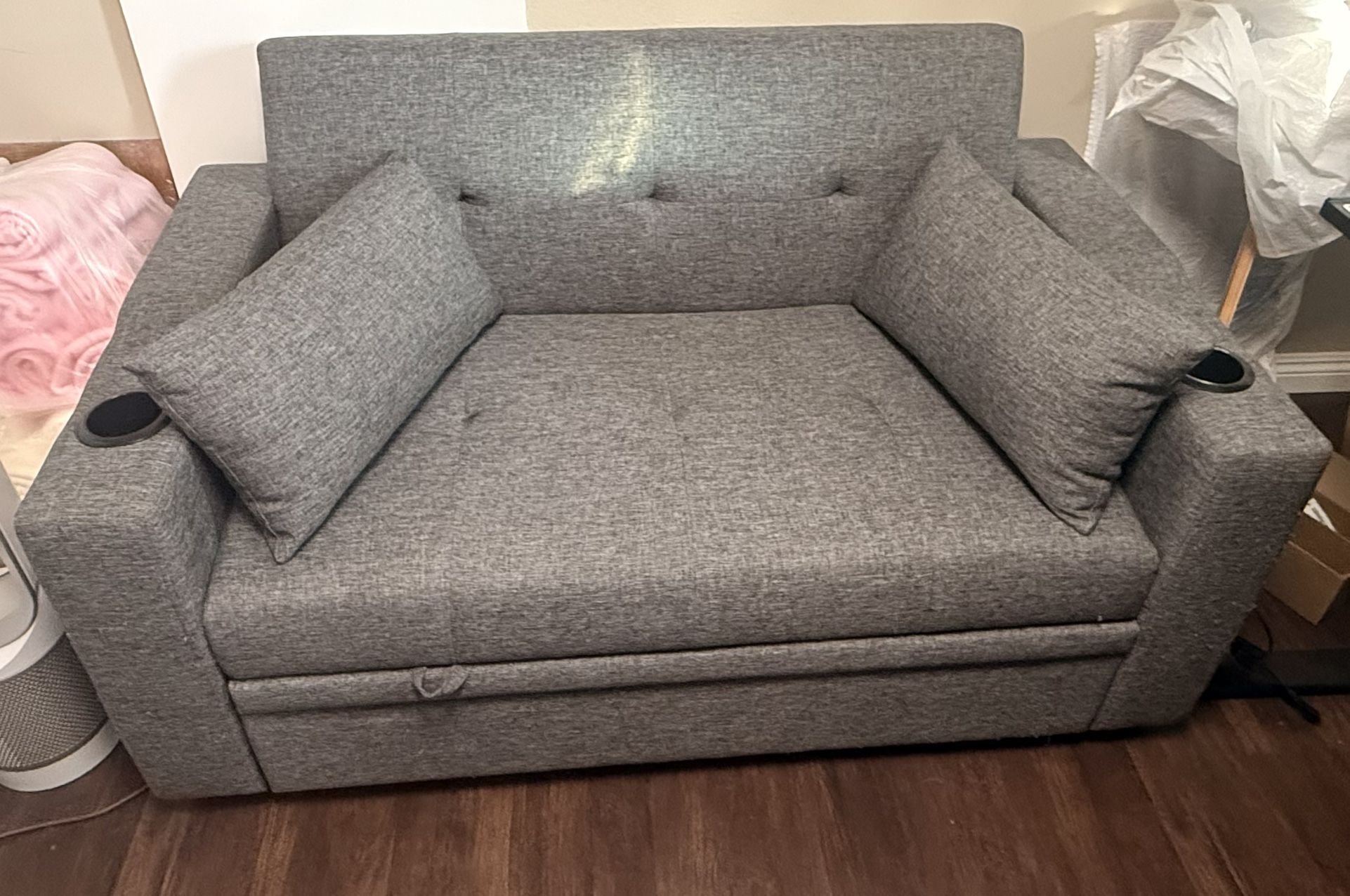 Gray Pull-Out Sleeper Chair