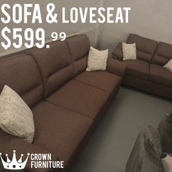 Brown Sofa & Loveseat 