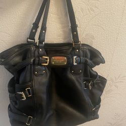 Michael Kors, black leather, gold hardware, large purse