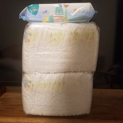 Newborn pampers with wipes 60 dippers