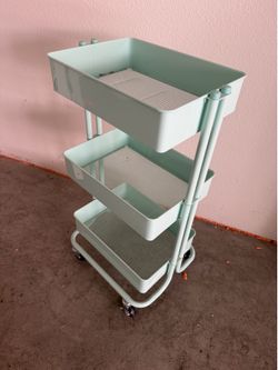 3-Tier Rolling Utility Cart - Mint Green
