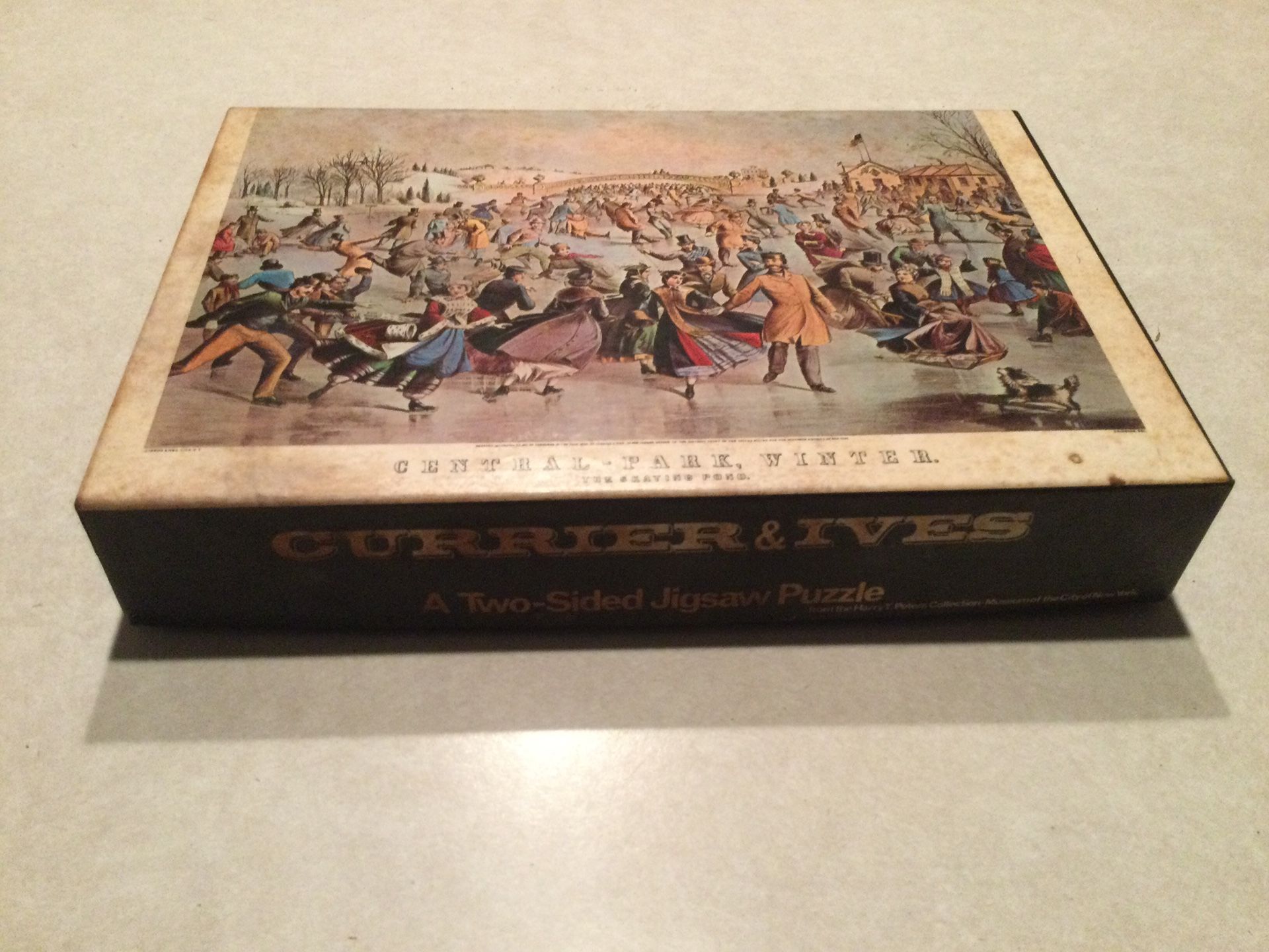 CURRIER IVES TWO SIDED JIGSAW PUZZLE - CENTRAL PARK AND CHAMPIONS OF THE MISSISSIPPI