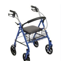 Drive  Rollator Medical Heavy Duty(up To 300lb) Rolling Walker With Fold Up And Removable Back Support And Padded Seat Blue