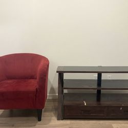 Two Single Couches and a TV Stand 