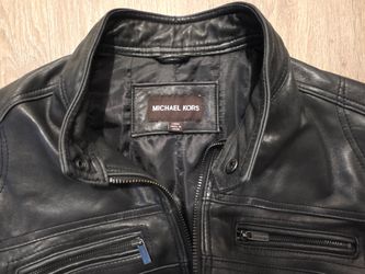 Michael Kors Mens Leather Double Zip Racer Jacket