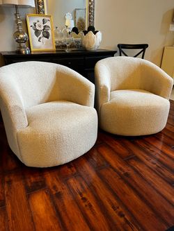 New Pair of Boucle Swivel Chairs