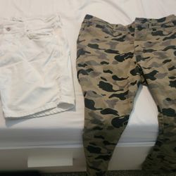 Size 34 Jean Shorts And Camo Pants