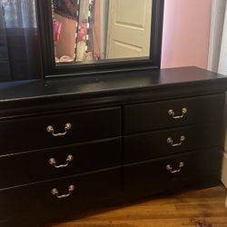 Black dresser with mirror 