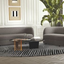 Brand New Charcoal Gray Modern Sofa And Love Seat