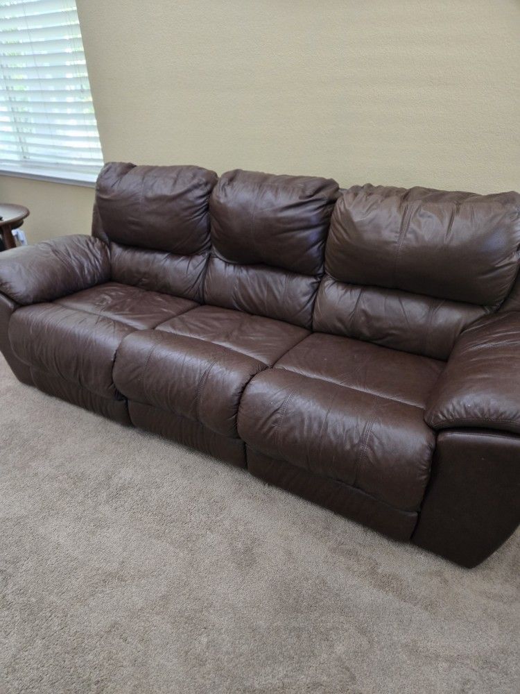 Leather couch.