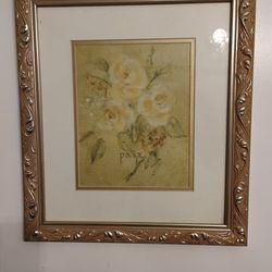 2 Piece Floral Pictures Gold Frame Artwork