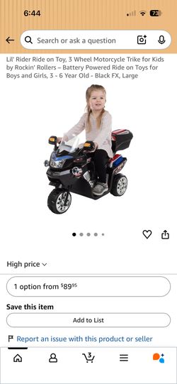 Lil' Rider Ride on Toy, 3 Wheel Motorcycle Trike for Kids by Rockin' Rollers - Battery Powered Ride on Toys for Boys and Girls, 3 +Year Old - Pink