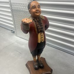 Vintage Wooden Butler Statue