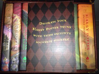 Harry Potter Books Set #1-7 in Collectible Trunk-Like Toy Chest Box , Decorative Stickers Included