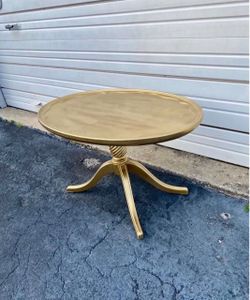 Gold wooden small coffee t a b l e / end t a b l e … 30” wide.  21” depth, 18” high … $40