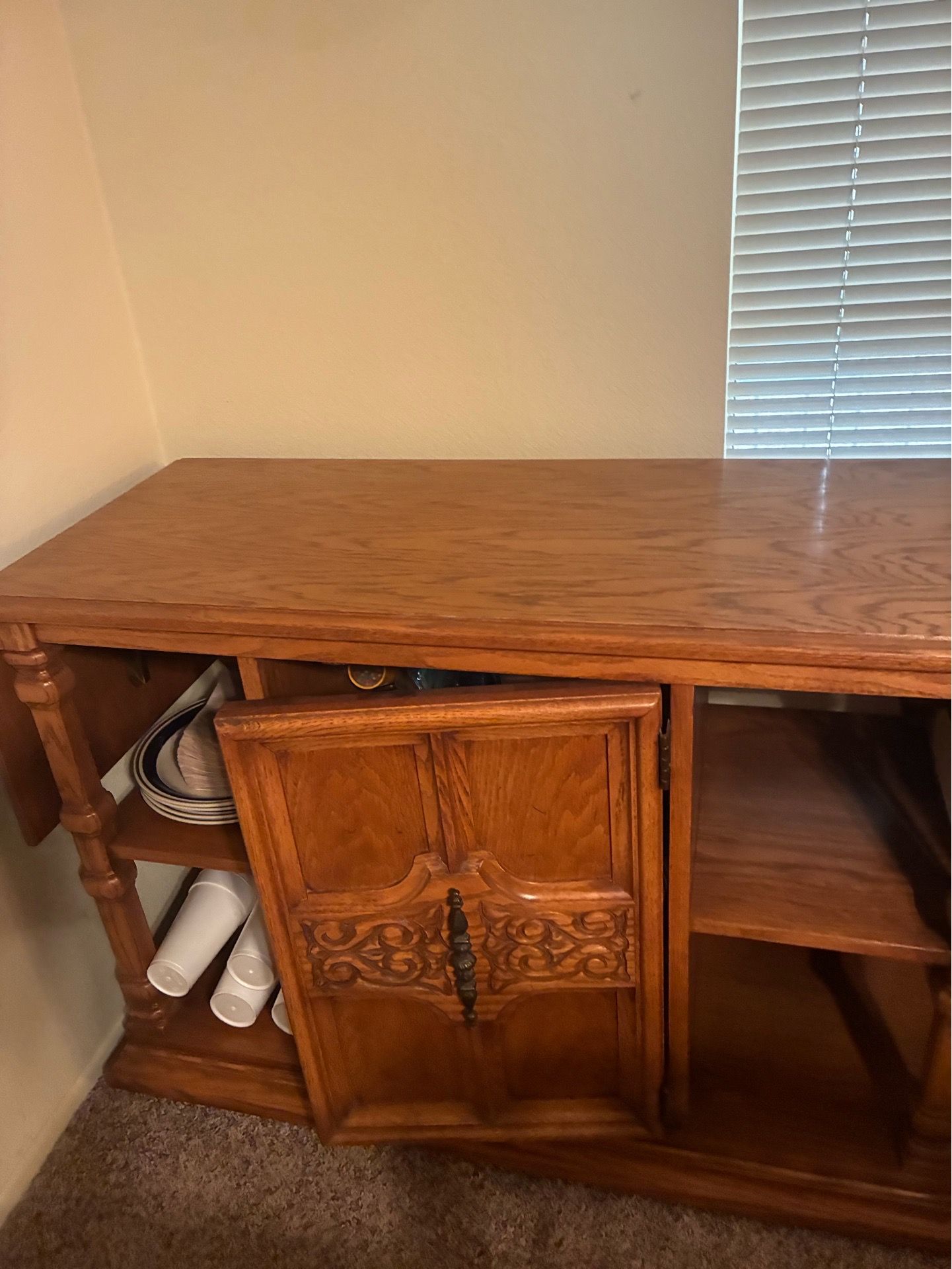 Vintage Oak sideboard buffet cabinet