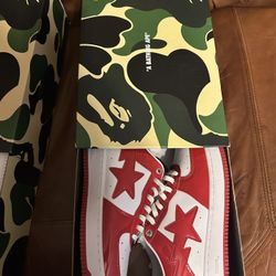 Bathing Ape Bape Sta Patent Leather White Red