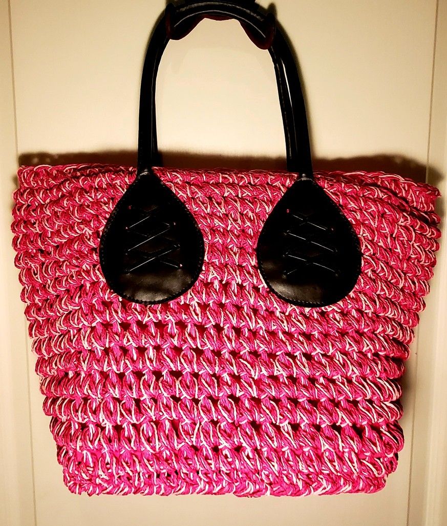 Pink Straw Summer Tote