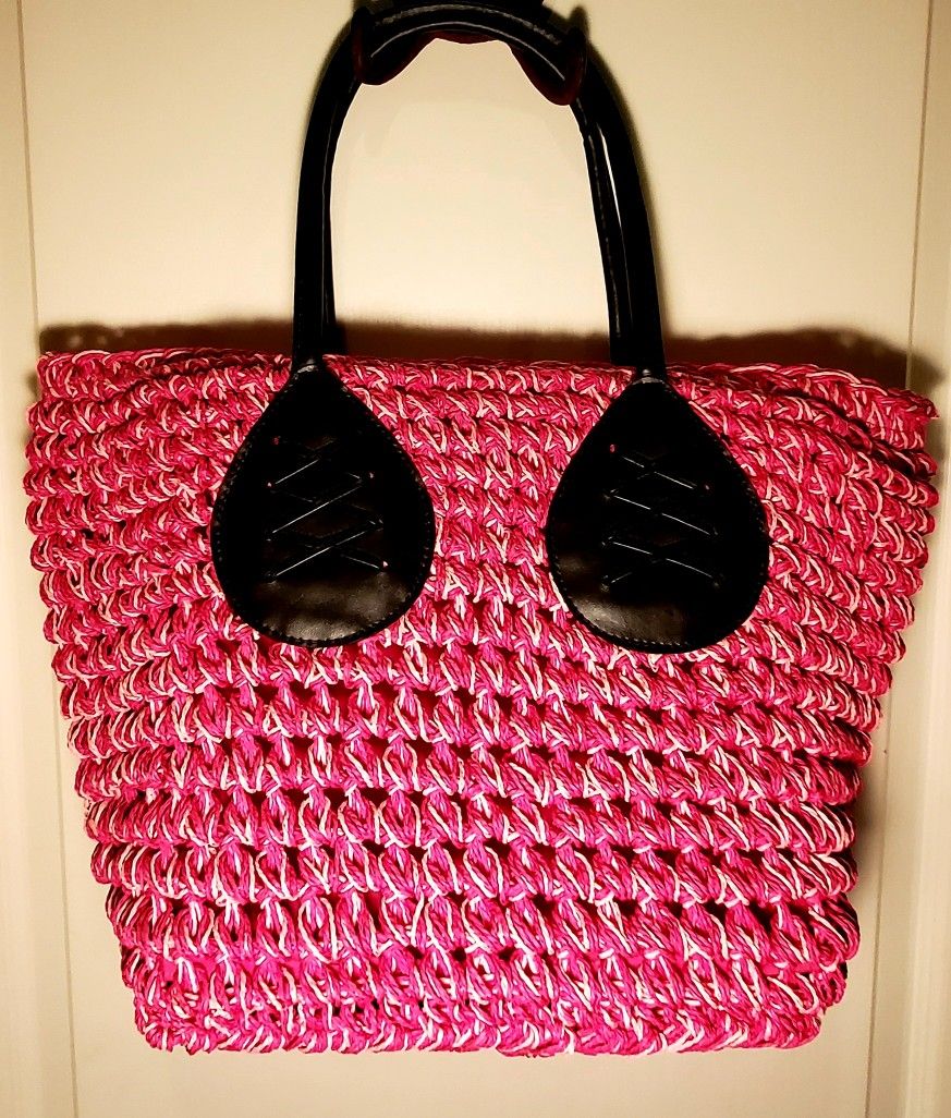 Pink Straw Summer Tote 