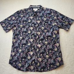 Paper Denim & Cloth Blue Floral Pattern Men's Button Down Shirt Size XL