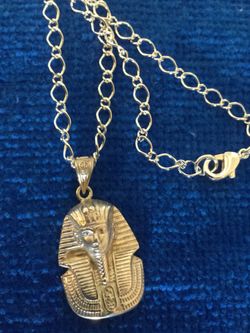 Pharaoh Pendant necklace / Egyptian pendant with 24” inch long rolo chain / Silver plated new jewelry