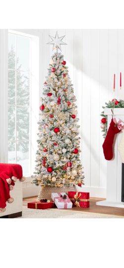 12ft Flocked Christmas Tree Brand New White Lights