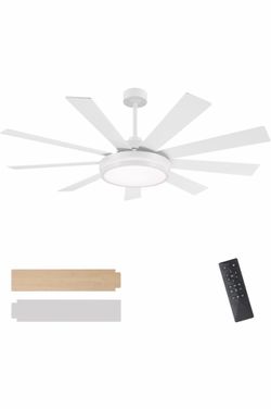 Brand New 60”, 9 Blade Ceiling Fan with Light AND Remote control Indoor/Outdoor