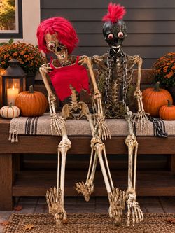 2 Halloween prop skeletons