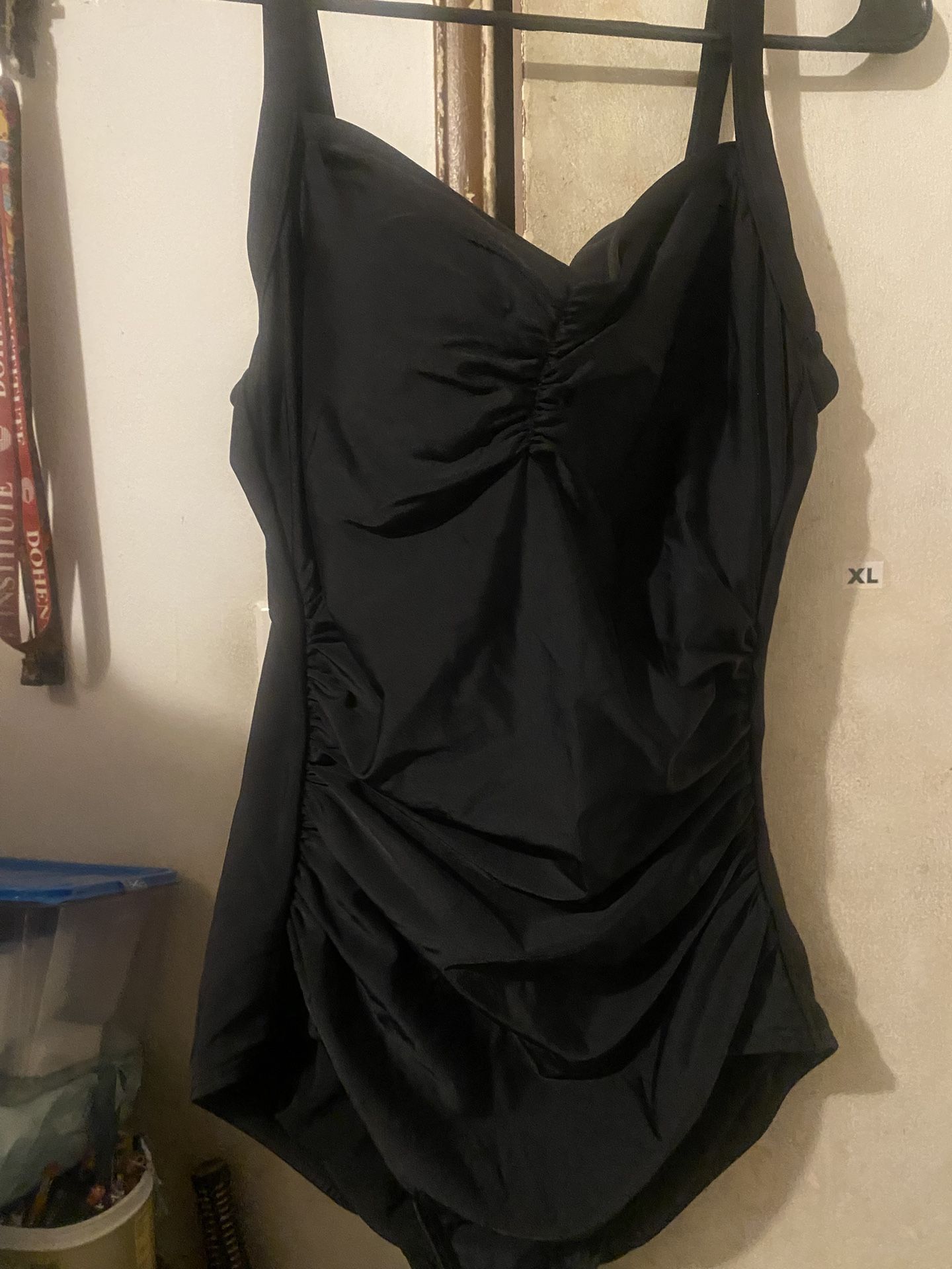 Lands' End Women's Wrap One Piece Swimsuit - Black Size: Medium