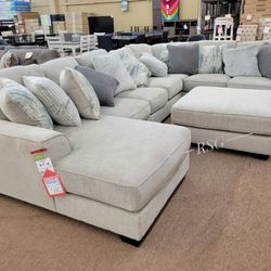 Large And Wide Living Room Furniture Modular Sectional Couch Set 🌟 Ardsley Pewter Couch ⭐$39 Down Payment with Financing ⭐ 90 Days same as cash