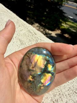 ✨ Flashy Polished Labradorite Freeform Crystal – Blue, Gold & Purple Flash