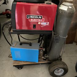 Lincoln Electric Welder 180, Lotos Cut 50D Plasma Cutter, Oxygen Bottle And Roll Around Cart!