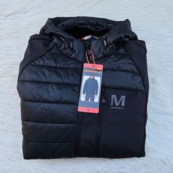 Merrell Men's Hooded Mixed Media Puffer Softshell Jacket Size Medium