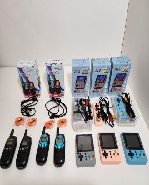 Portable Retro Handheld Game Console & Rechargeable Walkie Talkies
