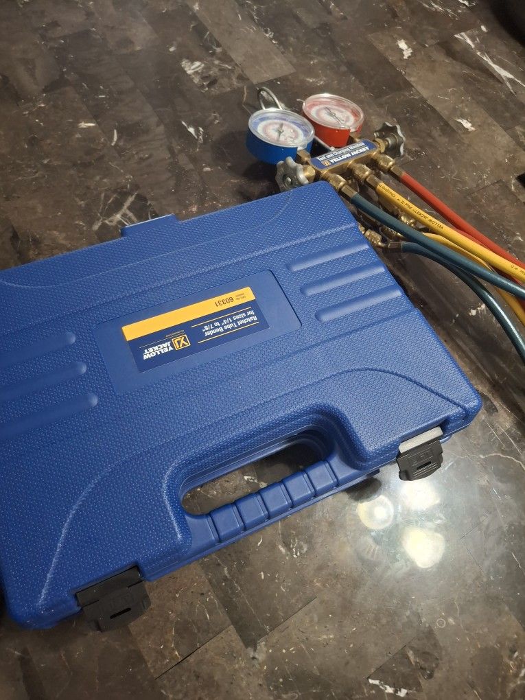 Yellow Jacket  Test And Charging Manifold. And Yellow Jacket Rachet Tube Bender