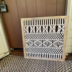 Framed Woven Macrame Wall Art / Excellent Condition 