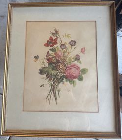 21” x 25” Framed Jean-Louis Prevost Collection des Fleurs et des Fruits