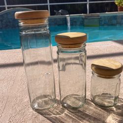 3 Piece Set Glass Canisters 