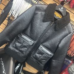 Men’s Prestige Black Faux Leather & Fur Moto Jacket 