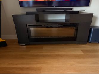 TV console with fireplace