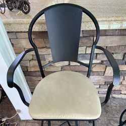 2 Metal Upholstered Swivel Bar Stools 