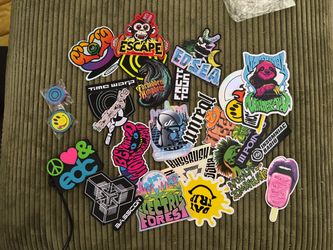 Miscellaneous Insomniac stickers, magnets, and a luggage tag