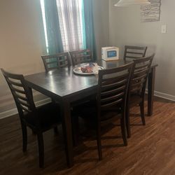 Dark Great Rectangle Dining Table With 6 Chairs 