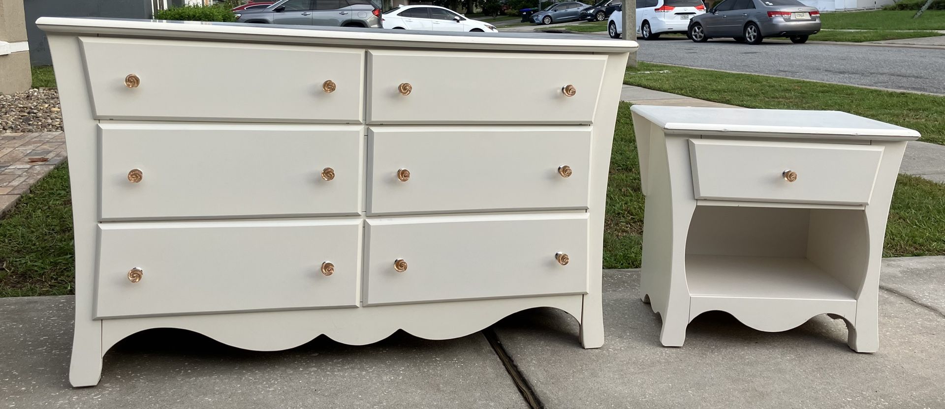 Wooden Dresser With A Nightstand For Sale