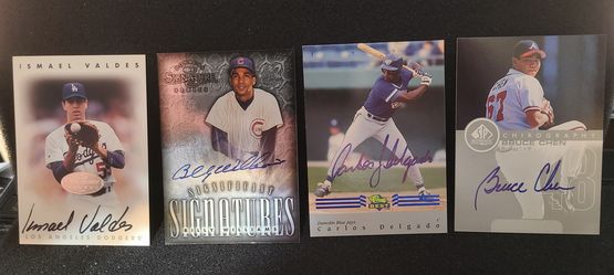 Autograph 92 Carlos Delgado, 98 Billy Williams, 99 Bruce Chen, 96 Ismael Valdes.. Mint Condition