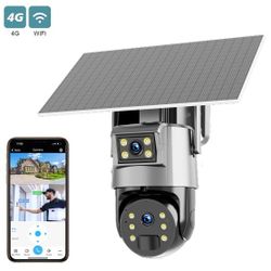 The latest Ubox application features a 4mp dual-lens Wifi 4g sim card secure closed-circuit television Ip waterproof outdoor solar Ptz camera