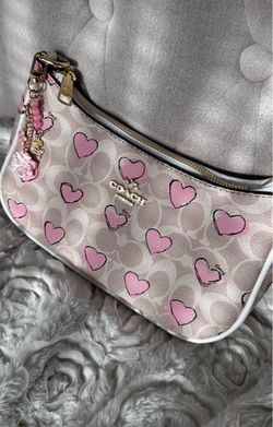 Coach Signature Heart Print Wristlet Clutch