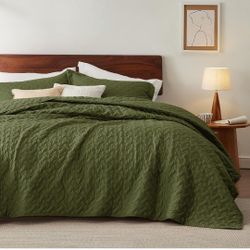 Quilted Bed Set Full/Queen Light 